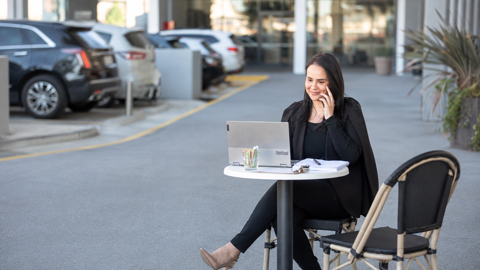 Mary-Jane Turner, Licensed Conveyancer, working at her laptop